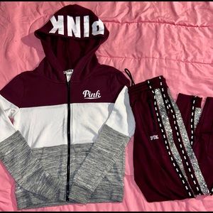 ‼️SOLD‼️PINK Victoria Secret maroon set